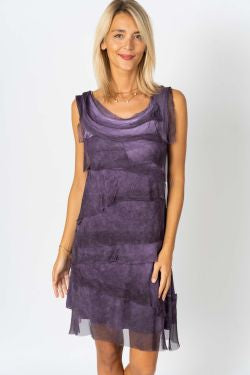 MADE IN ITALY SILK RUFFLE DRESS, SHORT ~ 14 COLORS 8900