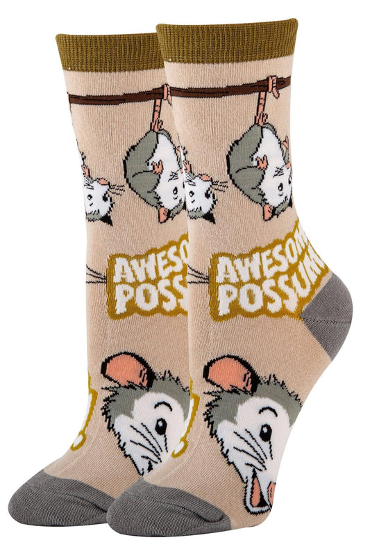 Anything is Possumble | Women's Cotton Crew Funny Socks 20006
