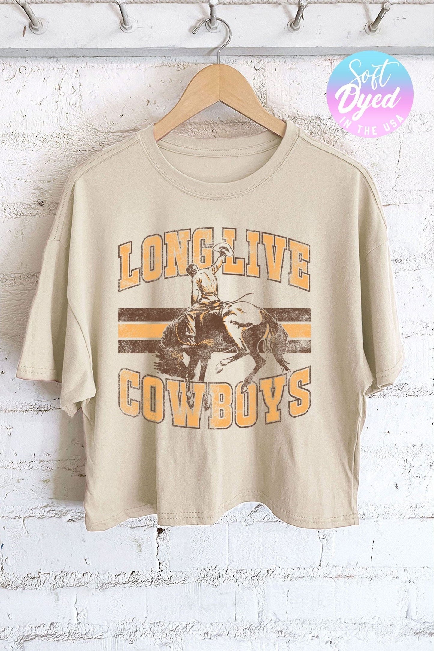 LONG LIVE COWBOYS CROP TEE in NATURAL