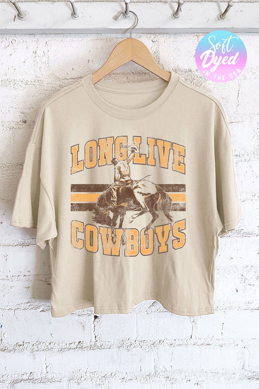 LONG LIVE COWBOYS CROP TEE in NATURAL