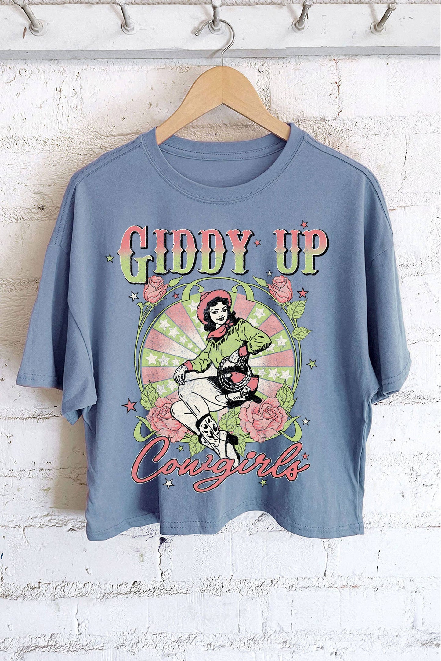 GIDDY UP LONG CROP TOP: Dusty mint