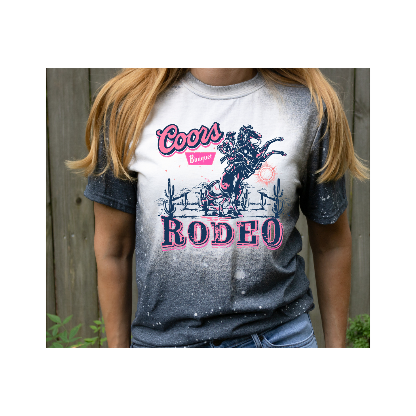 Coors rodeo bleached western graphic tee: Black