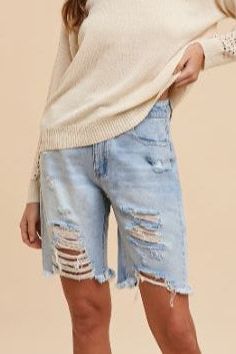 FRAY DENIM SHORTS 6188