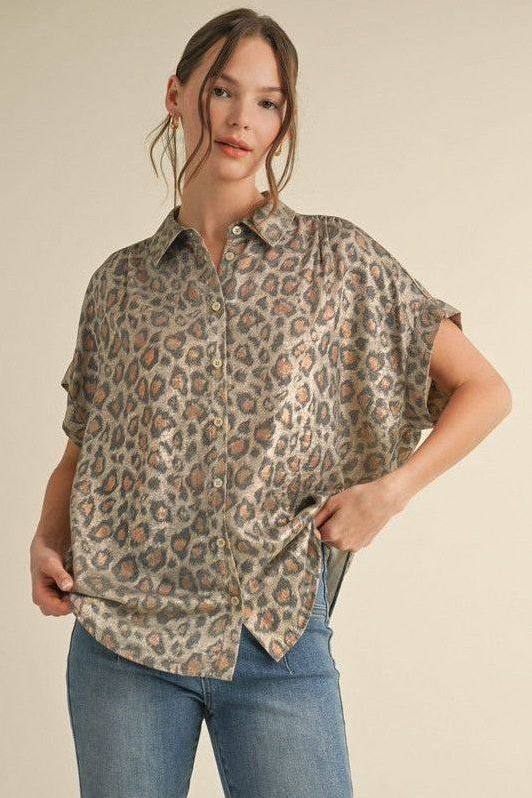 LEOPARD TOP in TAUPE 8384