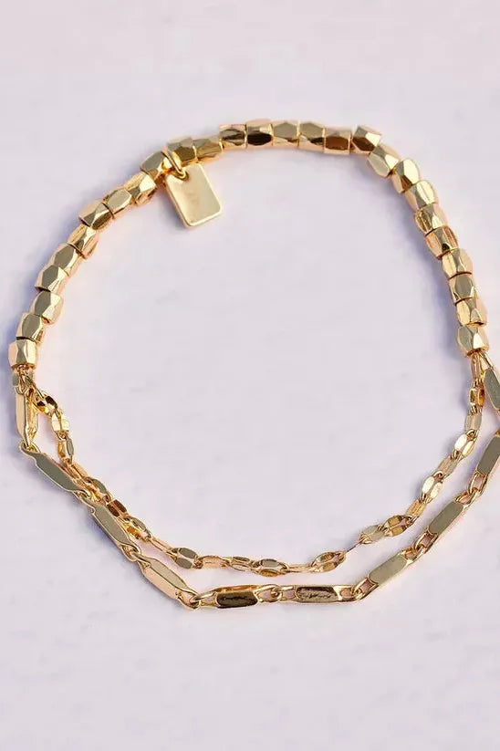 PURA VIDA BRACELET METAL BEAD AND CHAIN
