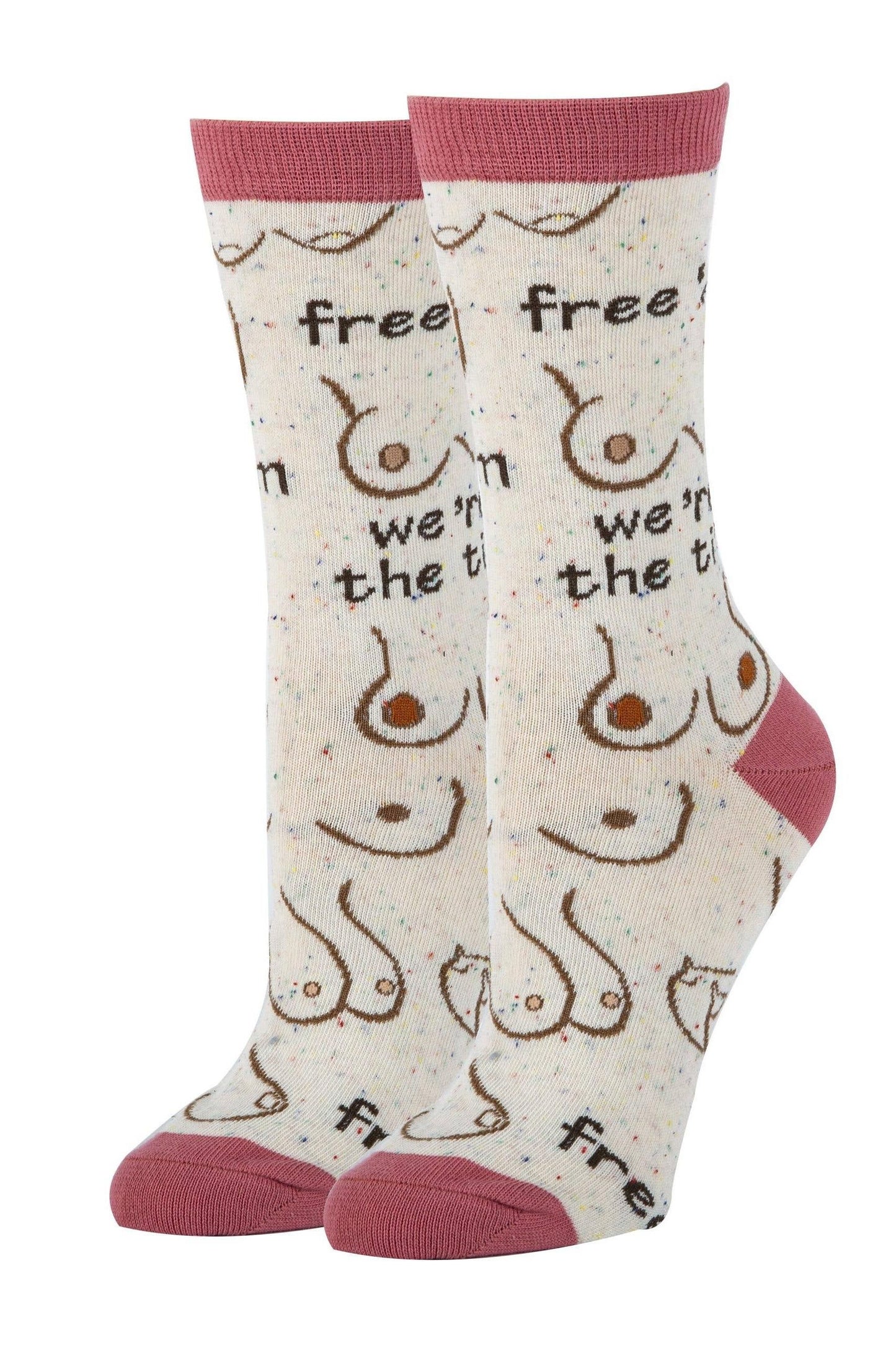 Free 'em | Women's Funny Saying Cotton Crew Socks 21006