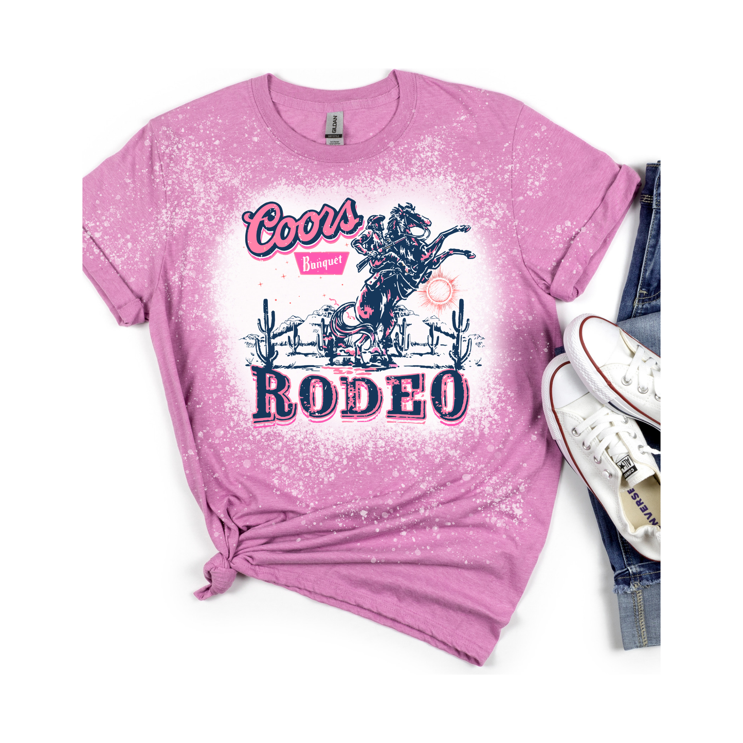 Coors rodeo bleached western graphic tee: Black