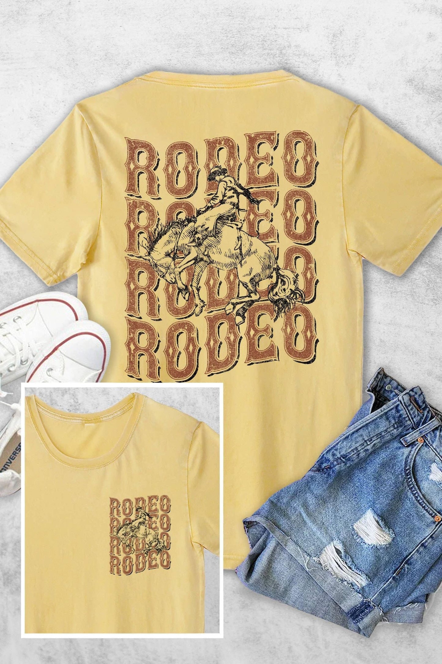 RODEO COWBOY TEE: MUSTARD
