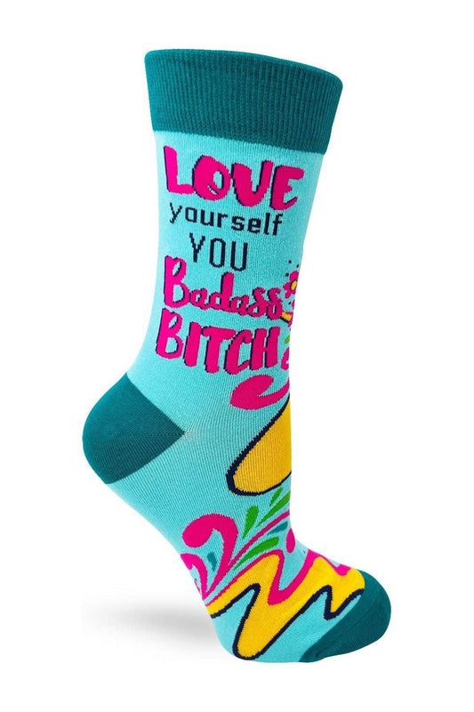 Love Yourself You Badass Bitch Ladies' Novelty Crew Socks