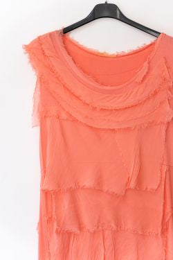 MADE IN ITALY SILK RUFFLE DRESS, LONG 2031