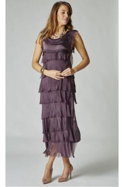 MADE IN ITALY SILK RUFFLE DRESS, LONG 2031