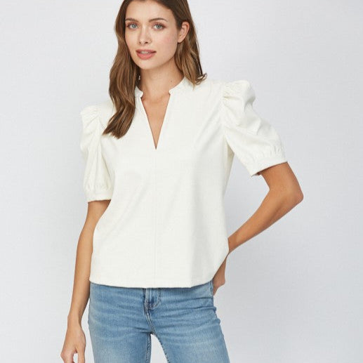 FAUX LEATHER TOP 25374