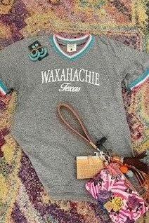 WAXAHACHIE TEXAS TEE in GREY RIB FLECK