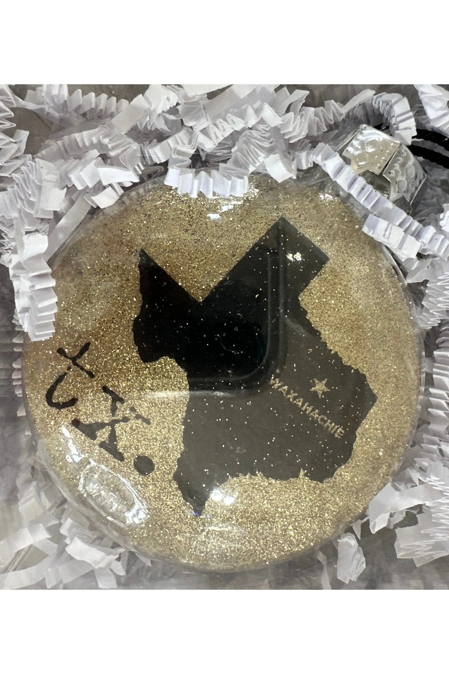 WAXAHACHIE! See-Through Glass Holiday Ornament