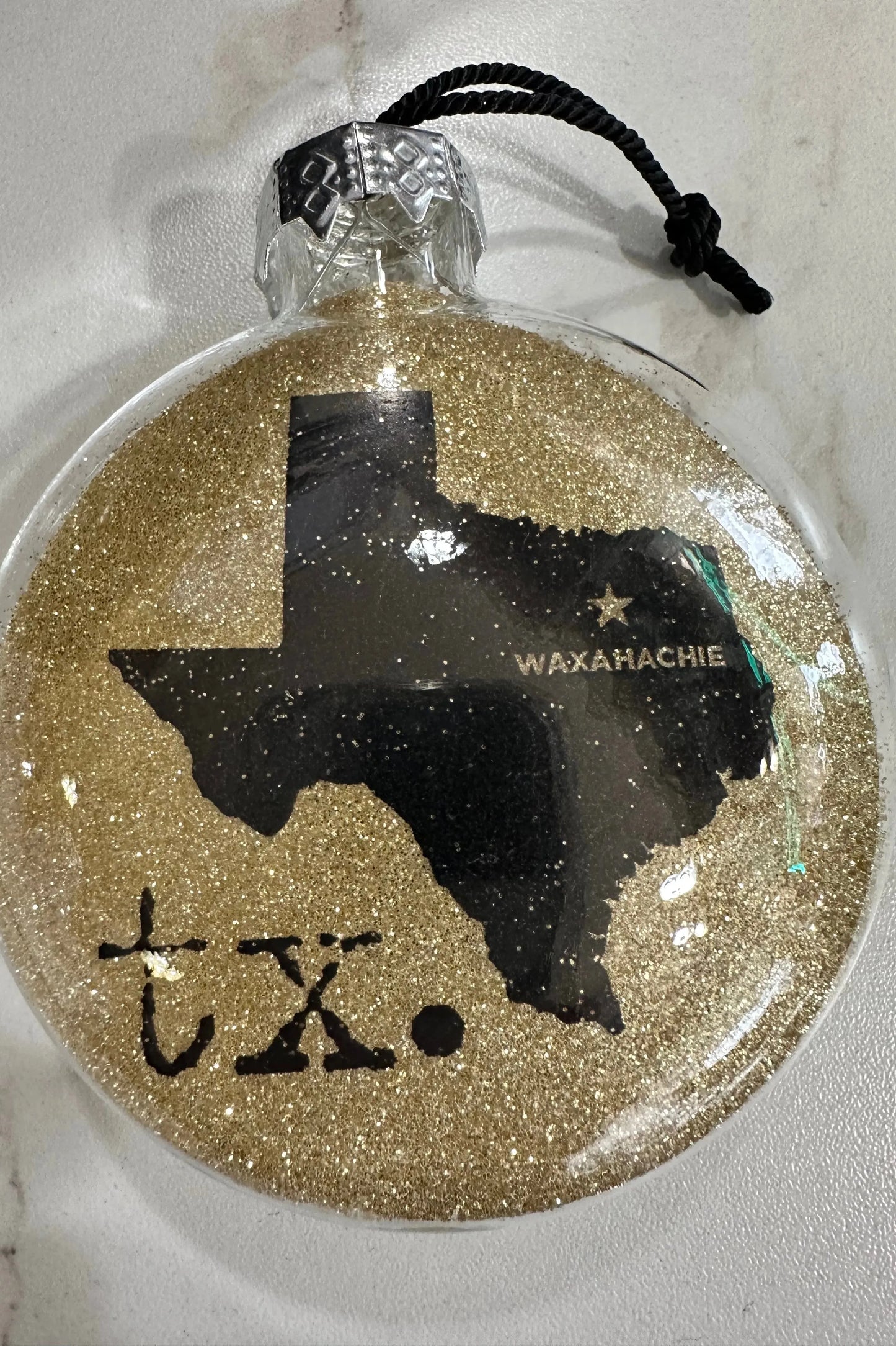WAXAHACHIE! See-Through Glass Holiday Ornament