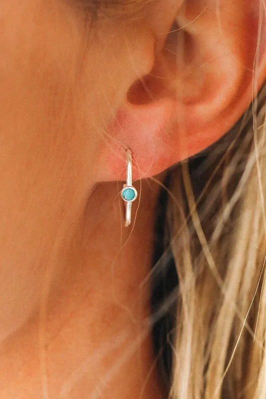 PURA VIDA EARRINGS, STONE HOOP