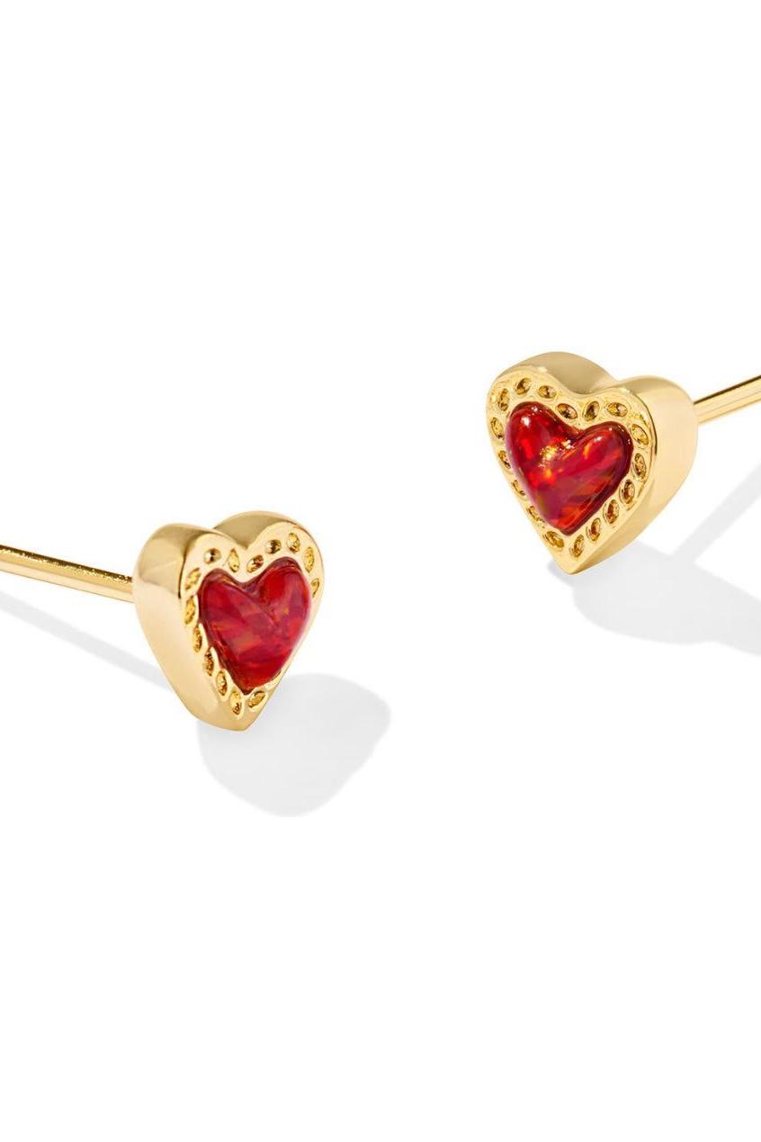 KENDRA SCOTT ARI HEART STUD EARRINGS ~ Gold