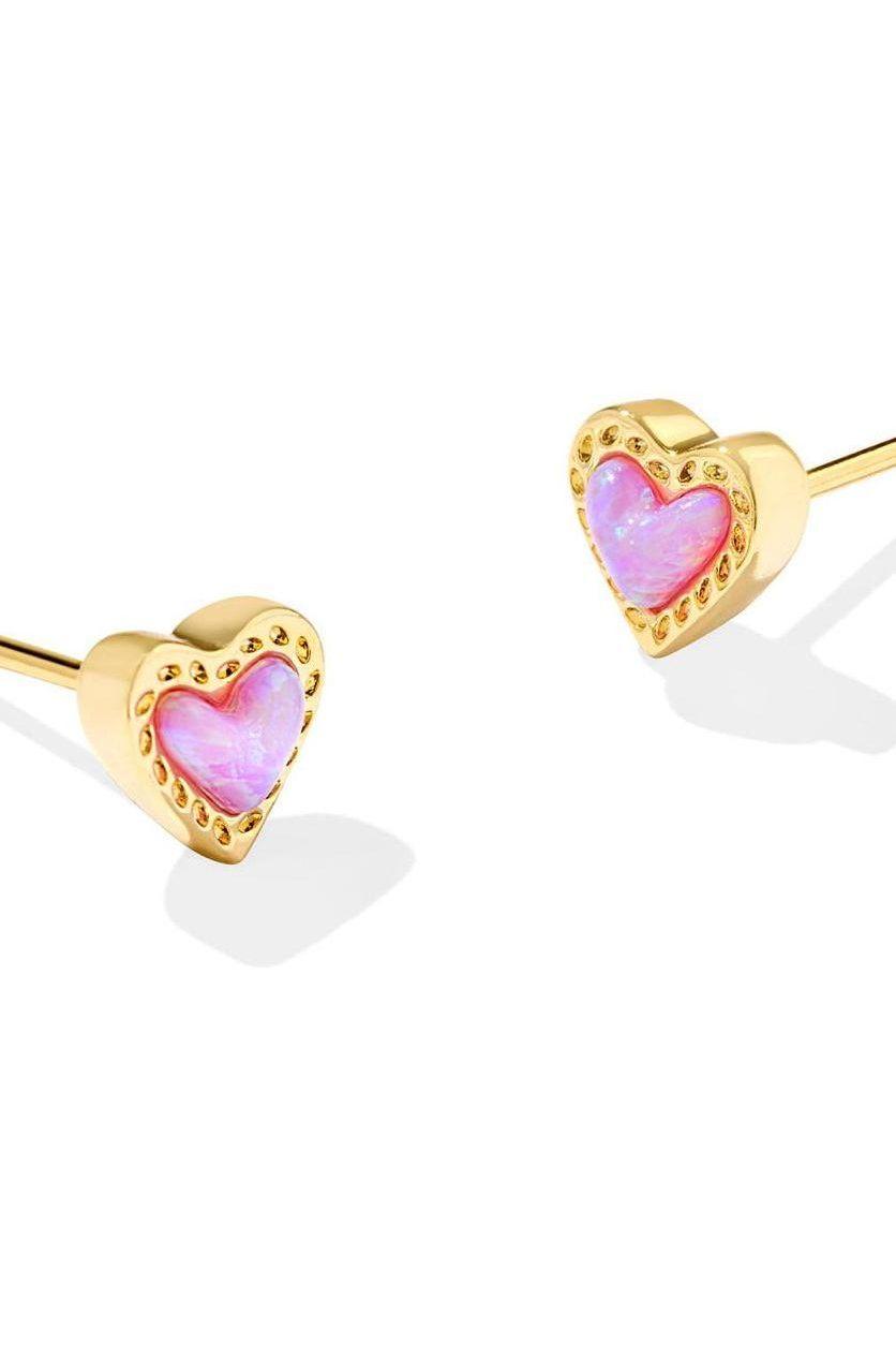 KENDRA SCOTT ARI HEART STUD EARRINGS ~ Gold