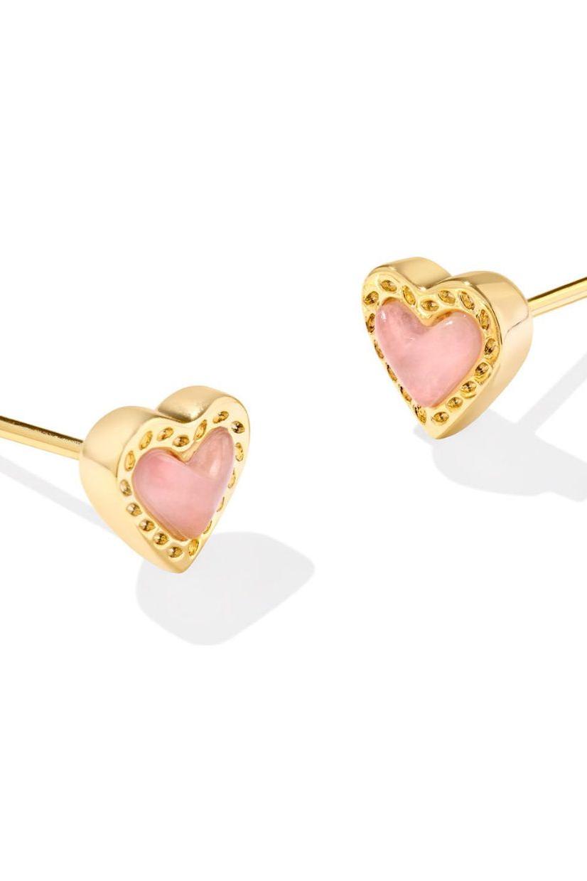 KENDRA SCOTT ARI HEART STUD EARRINGS ~ Gold