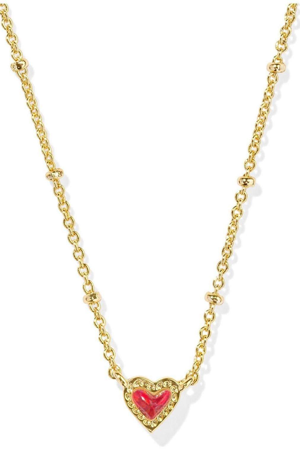 KENDRA SCOTT ARI HEART SHORT PENDANT ~ Gold NECKLACES