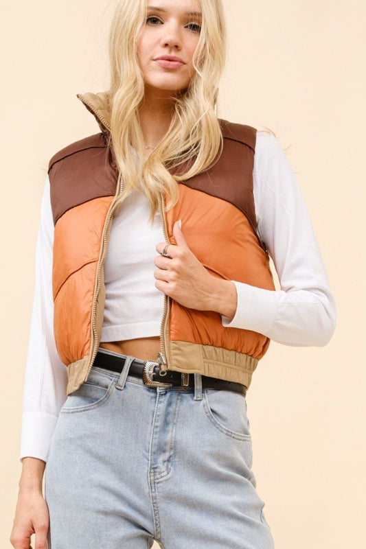 REVERSIBLE CROPPED PUFFER VEST 35070