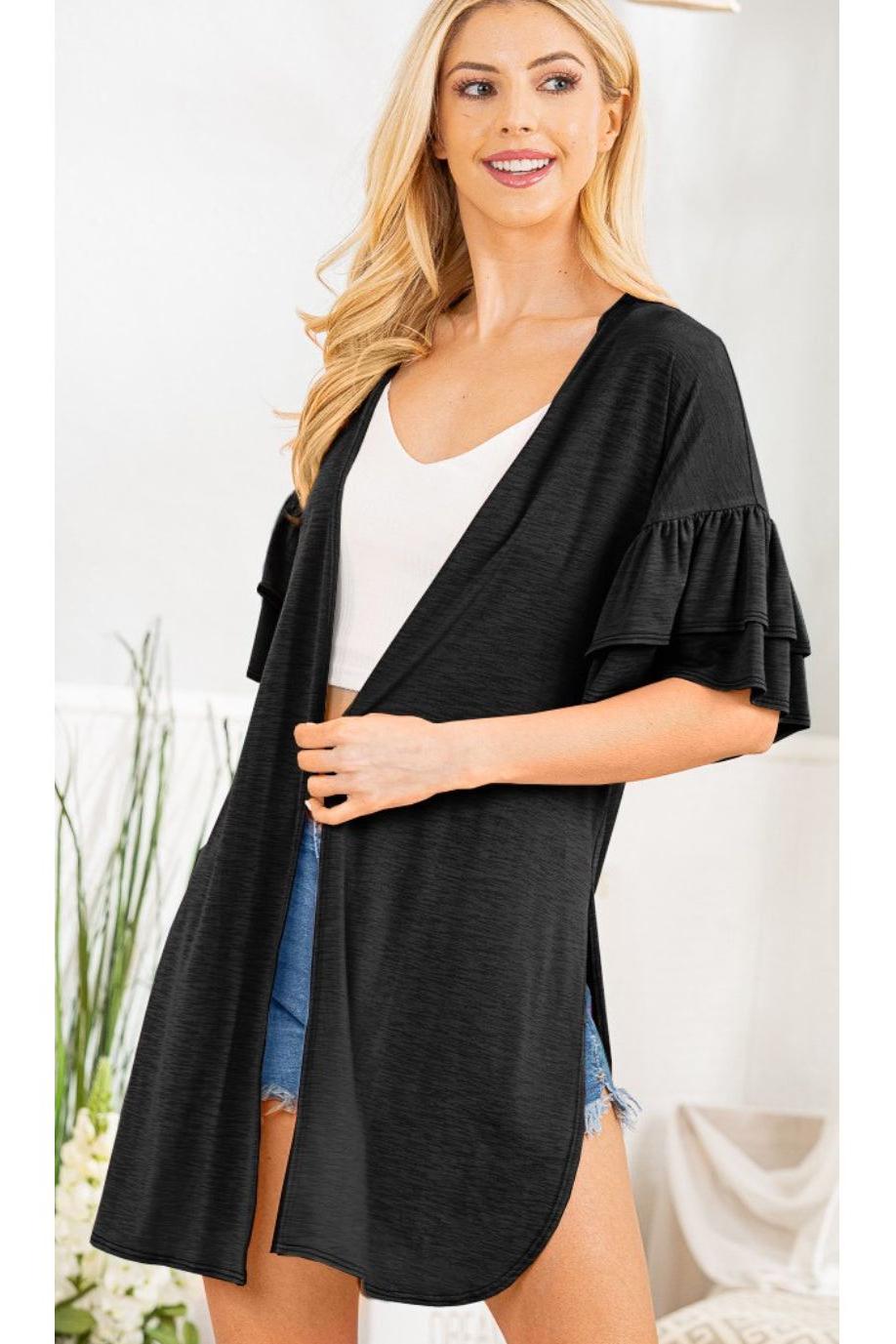 RUFFLE CARDIGAN