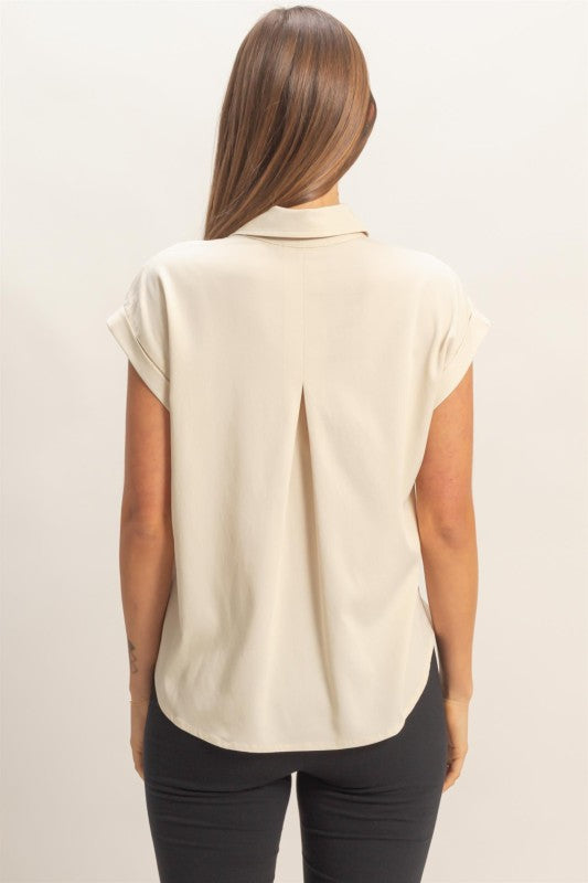 CAP SLEEVE TOP 116 in ECRU