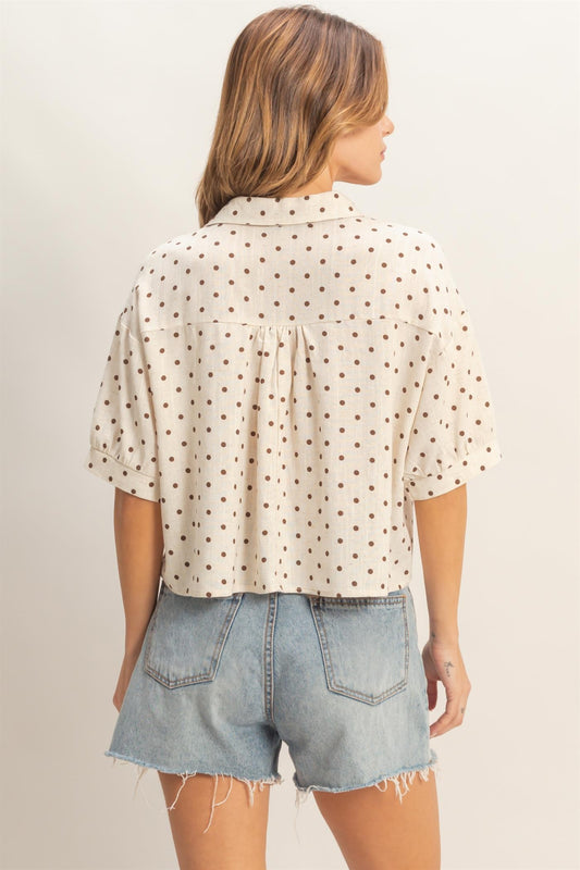 POLKA DOT TOP 417 in OATMEAL