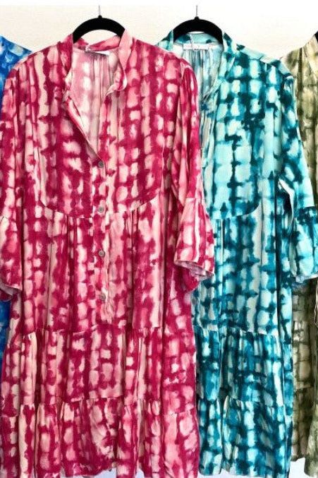 X MADE IN ITALY TYE DYE DRESS 10727D OLIVE