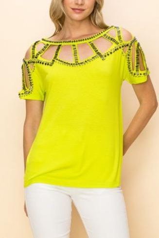 VOCAL STUDDED CUTOUT in LIME 3148