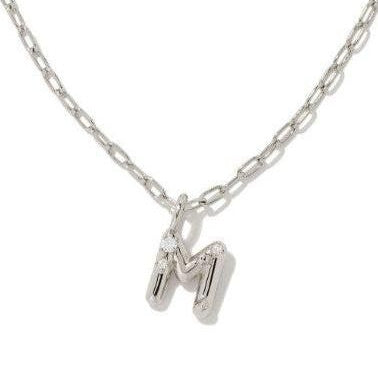 KENDRA SCOTT CRYSTAL LETTER SHORT PENDANT NECKLACE