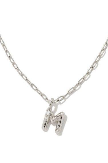 KENDRA SCOTT CRYSTAL LETTER SHORT PENDANT NECKLACE
