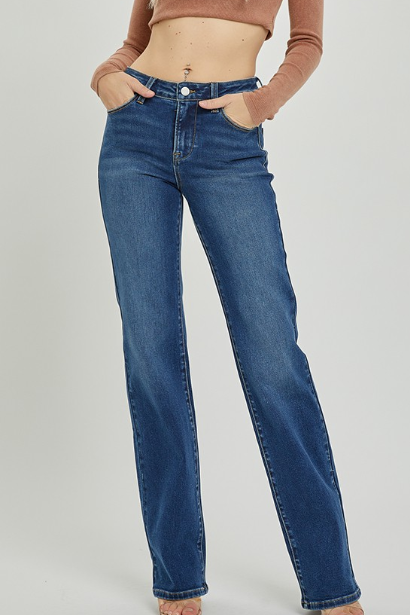 RISEN MID RISE LONG STRAIGHT JEAN 5509 DARK
