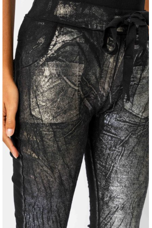 MADE IN ITALY SILVER FOIL JEGGING