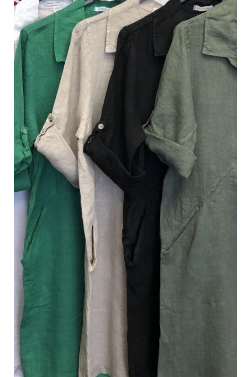 MADE IN ITALY LINEN COLLAR DRESS 7024