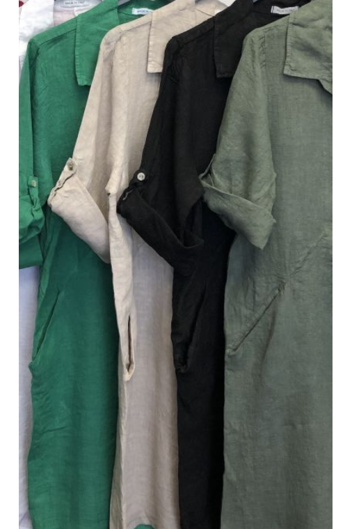 MADE IN ITALY LINEN COLLAR DRESS 7024