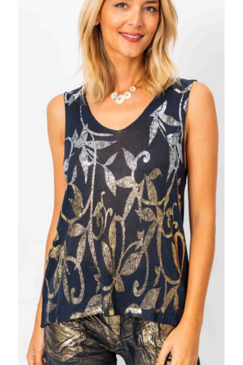 X MADE IN ITALY FOIL TANK in NAVY