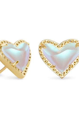KENDRA SCOTT ARI HEART STUD EARRINGS ~ Gold
