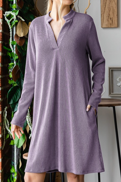 LAVENDAR RIBBED DRESS 6852