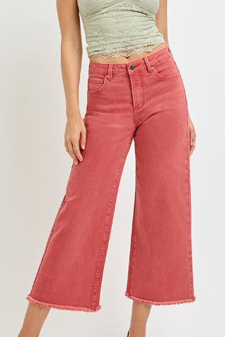 RISEN HIGH RISE WIDE PANT CROP in BRICK 5506