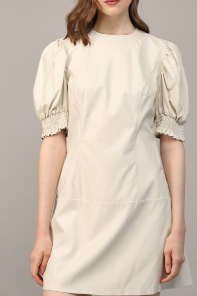 ECRU FAUX LEATHER DRESS