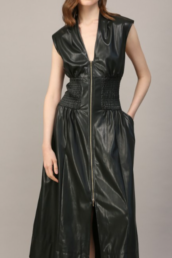 BLACK FAUX LEATHER DRESS