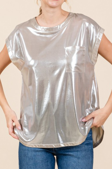 GLOSSY CHAMPAGNE TOP
