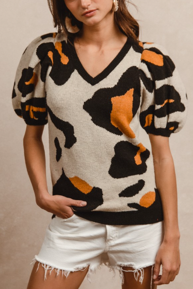 LEOPARD PUFF SLEEVE 3587