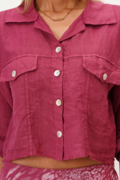 MADE IN ITALY LINEN FRAY EDGE JACKET 2233