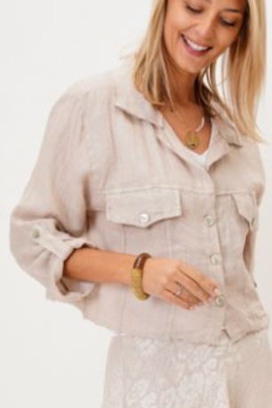 MADE IN ITALY LINEN FRAY EDGE JACKET 2233