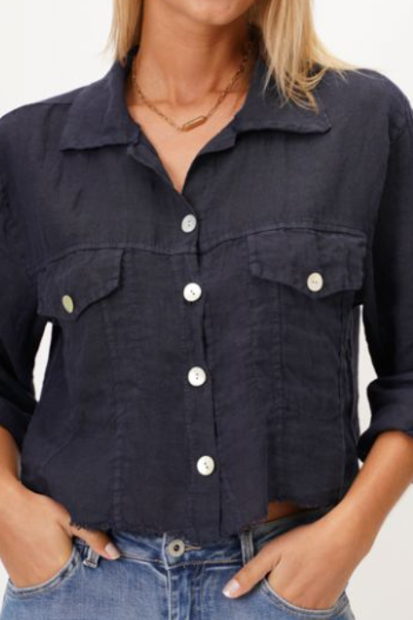 MADE IN ITALY LINEN FRAY EDGE JACKET 2233