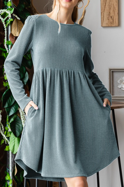 RIBBED DRESS in OLIVE VINTAGE 6861