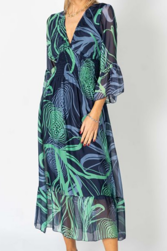 MADE IN ITALY SILK DRESS 5087 NAVY