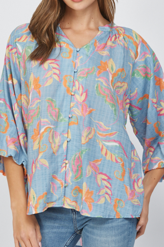 BLUE FLORAL TOP 20325